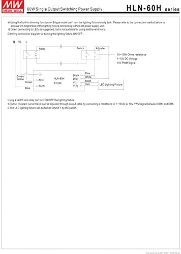[PowerNex] ממוצע Well HLN-60H-24A 24V 2.5A 60W 60W פלט יחיד LED אספקת חשמל עם PFC